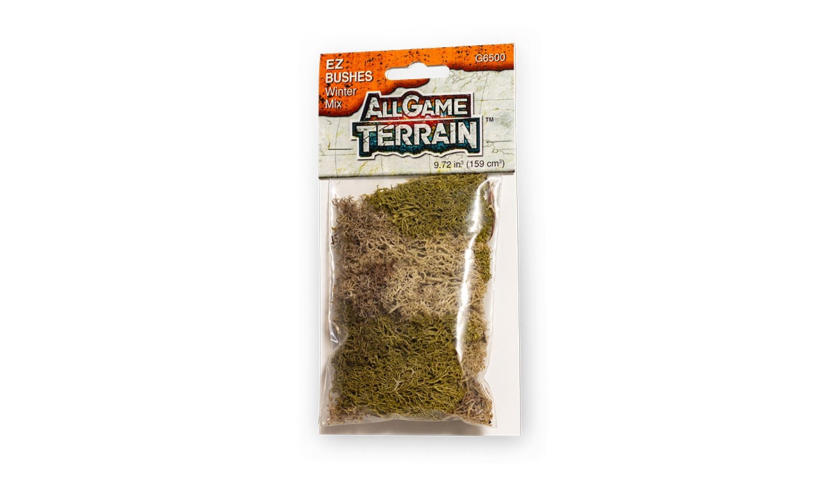 EZ Bushes<sup>™</sup> - Winter Mix -  Apply Winter Mix EZ Bushes right out of the package and onto your terrain feature, miniature base or gaming mat