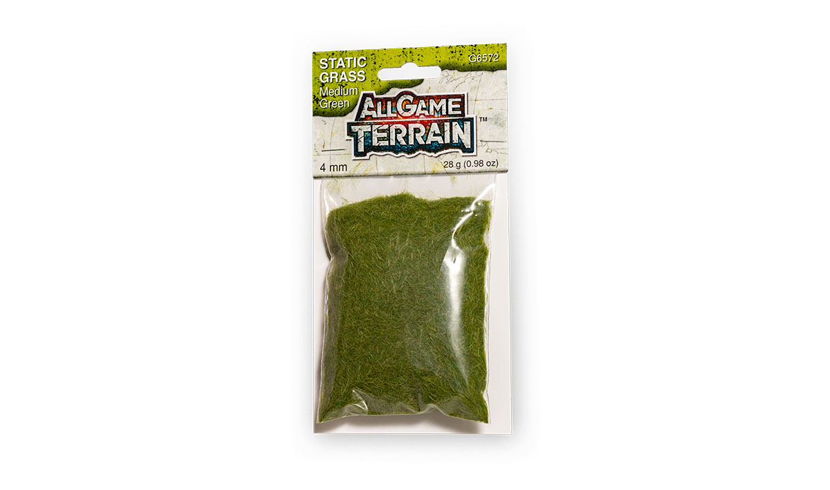 Static Grass - 4 mm Medium Green -  Use Medium Green Static Grass for lush fields or little tufts of grass on your terrain feature, miniature base or gaming board