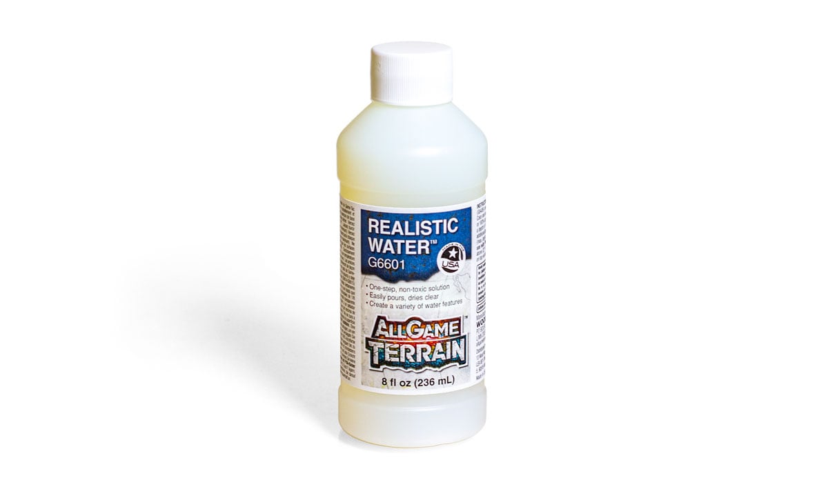 Realistic Water<sup>™</sup> -  Realistic Water&trade; easily pours on your terrain feature, miniature base or gaming mat