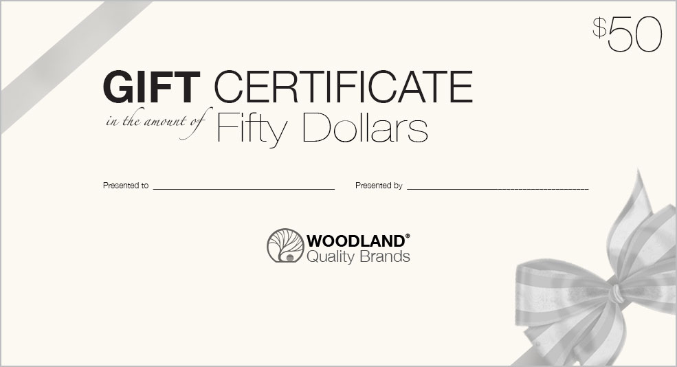 $50 Gift Certificate - Woodland gift certificates make great gifts for that special modeler in your life! Christmas, birthdays, Father/Mother's Day or anniversaries, a gift certificate says 'I love your layout' for any occasion! Purchase and redeem online